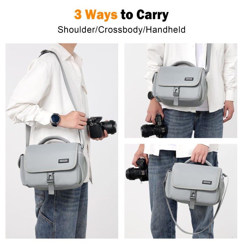 CADeN Camera Bag Case Shoulder Crossbody Bag Compatible for Nikon, Canon, Sony, DSLR SLR Mirrorless Cameras and Lenses (1.0 Grey, Small) - Image 4